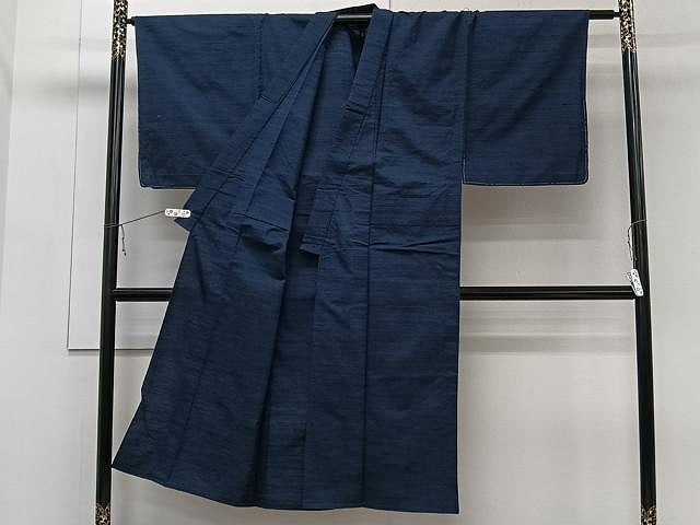 平和屋着物▽男性 紬 単衣 濃藍色 正絹 逸品 CAAW1252xi