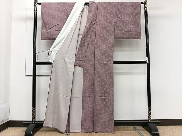 平和屋着物▽上質な小紋 単衣 丸文 正絹 逸品 CAAW1255xi