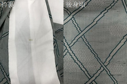平和屋着物▽上質な紬 単衣 網目文 正絹 逸品 CAAW1258xi