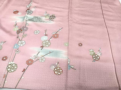 平和屋着物▽訪問着 単衣 駒刺繍 枝花文 金彩 正絹 逸品 CAAW1259xi