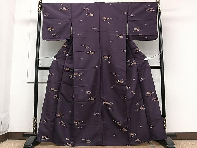 平和屋着物▽小紋 単衣 流水花文 洗える着物 CAAW1261xi
