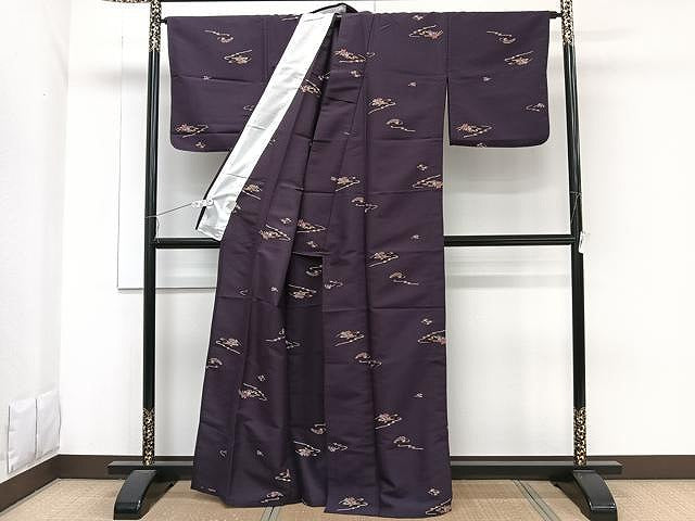 平和屋着物▽小紋 単衣 流水花文 洗える着物 CAAW1261xi