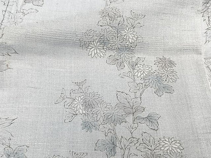 平和屋着物▽上質な紬 単衣 手描き 草花文 正絹 逸品 CAAW1262xi