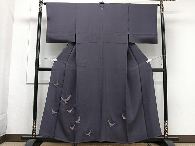 平和屋着物▽染色作家 斉藤三才 訪問着 単衣 刺繍 飛鳥文 寿光織 褐色 やまと誂製 反端付き 正絹 逸品 CAAW1265xi