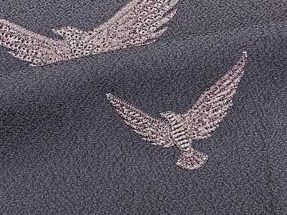 平和屋着物▽染色作家 斉藤三才 訪問着 単衣 刺繍 飛鳥文 寿光織 褐色 やまと誂製 反端付き 正絹 逸品 CAAW1265xi