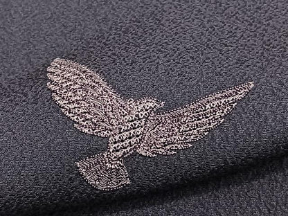 平和屋着物▽染色作家 斉藤三才 訪問着 単衣 刺繍 飛鳥文 寿光織 褐色 やまと誂製 反端付き 正絹 逸品 CAAW1265xi