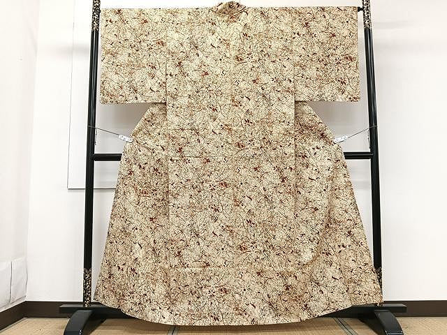 平和屋着物▽小紋　単衣　草花文　CAAW1331xi