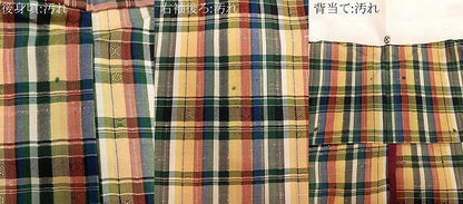 平和屋着物▽上質な紬 単衣 花織 格子柄 正絹 逸品 CAAW1332xi