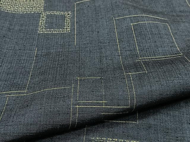 平和屋着物▽結城紬 単衣 80亀甲 幾何学文 正絹 逸品 CAAW1333xi
