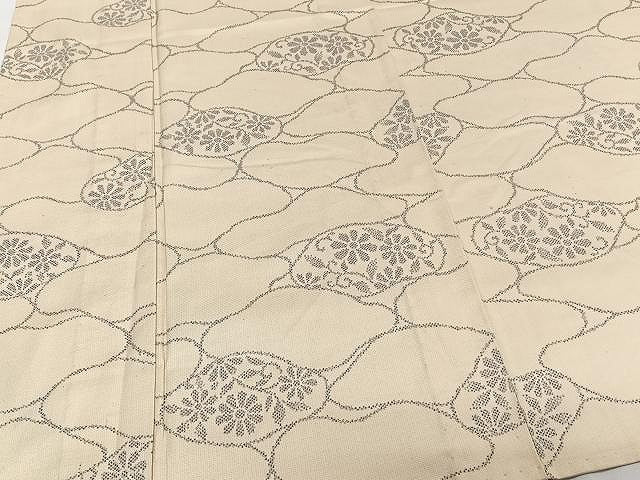平和屋着物▽上質な紬 単衣 花唐草文 正絹 逸品 CAAW1335xi