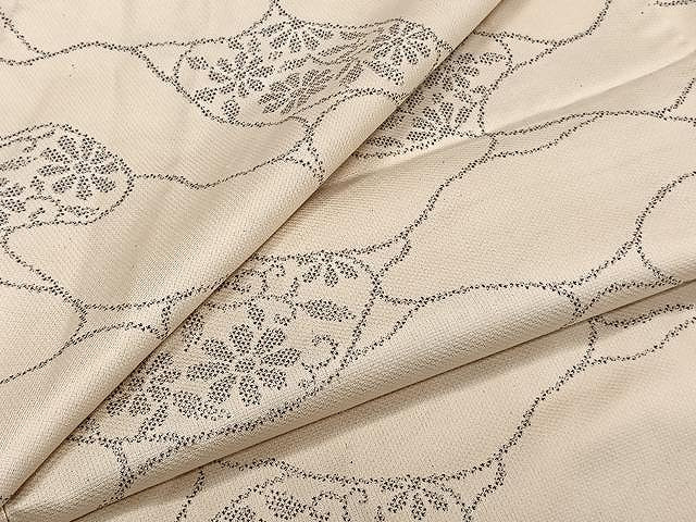 平和屋着物▽上質な紬 単衣 花唐草文 正絹 逸品 CAAW1335xi