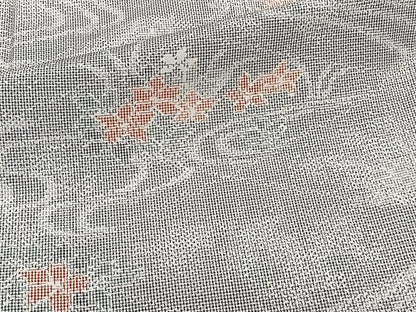 平和屋着物▽上質な紬 単衣 流水草花文 正絹 逸品 CAAW1336xi