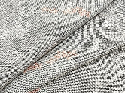 平和屋着物▽上質な紬 単衣 流水草花文 正絹 逸品 CAAW1336xi