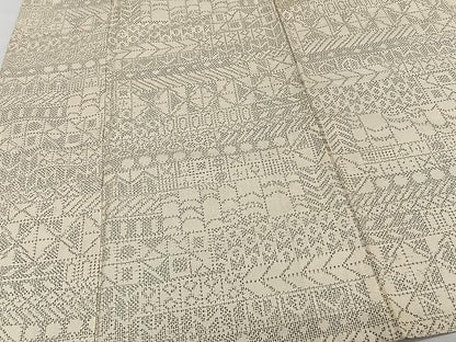 平和屋着物▽上質な紬 単衣 吉祥横段文 正絹 逸品 CAAW1337xi