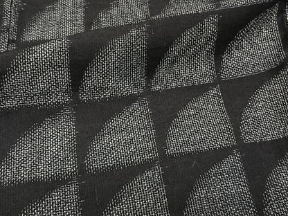 平和屋着物▽上質な紬 単衣 幾何学文 黒地 正絹 逸品 CAAW1338xi
