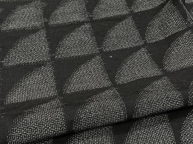 平和屋着物▽上質な紬 単衣 幾何学文 黒地 正絹 逸品 CAAW1338xi