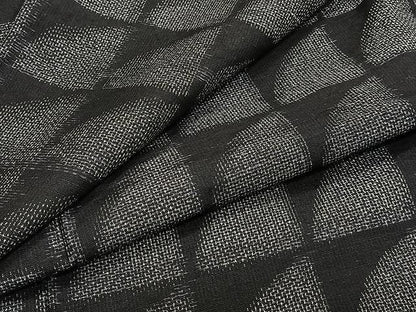 平和屋着物▽上質な紬 単衣 幾何学文 黒地 正絹 逸品 CAAW1338xi