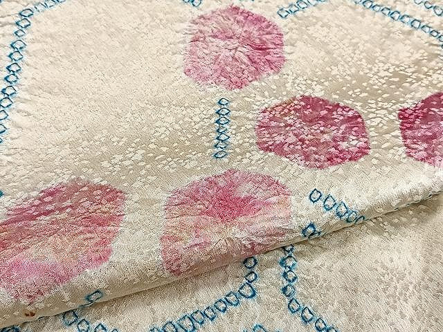 平和屋着物▽上質な小紋　単衣　絞り　亀甲丸文　正絹　逸品　CAAW1340xi