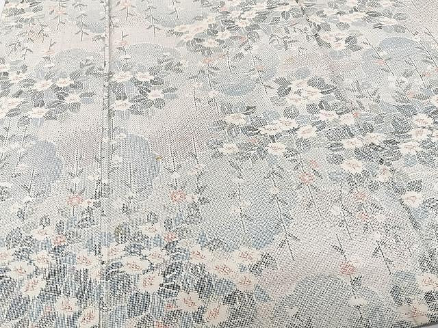 平和屋着物▽上質な紬 単衣 草花文 正絹 逸品 CAAW1342xi