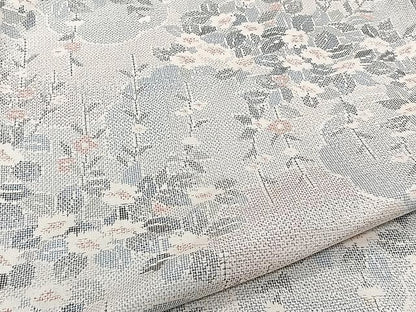 平和屋着物▽上質な紬 単衣 草花文 正絹 逸品 CAAW1342xi