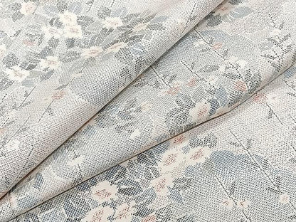 平和屋着物▽上質な紬 単衣 草花文 正絹 逸品 CAAW1342xi