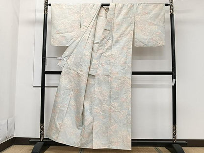 平和屋着物▽上質な紬 単衣 枝花文 正絹 逸品 CAAW1343xi