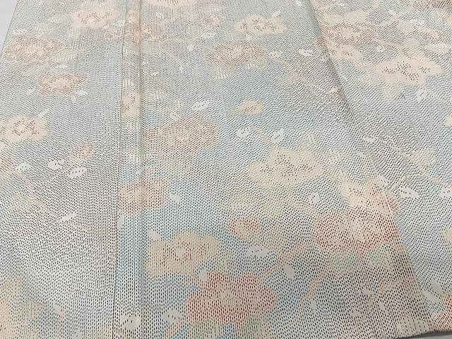平和屋着物▽上質な紬 単衣 枝花文 正絹 逸品 CAAW1343xi