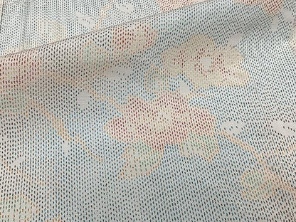 平和屋着物▽上質な紬 単衣 枝花文 正絹 逸品 CAAW1343xi