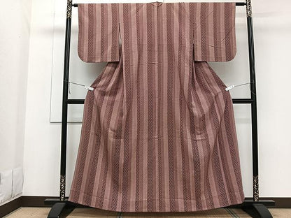 平和屋着物▽本塩沢 単衣 間道 正絹 逸品 CAAW1344xi