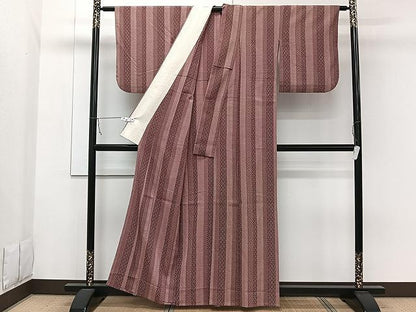 平和屋着物▽本塩沢 単衣 間道 正絹 逸品 CAAW1344xi