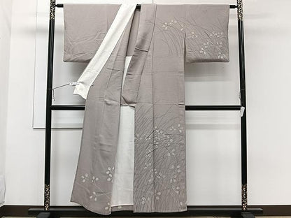平和屋着物▽訪問着　単衣　刺繍　秋草文　正絹　逸品　CAAW1345xi