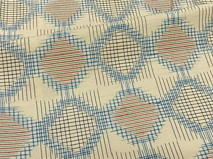 平和屋着物▽上質な紬　単衣　幾何学文　正絹　逸品　CAAW1346xi