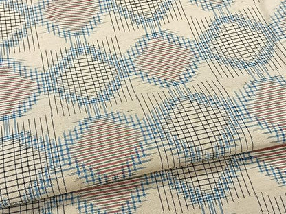 平和屋着物▽上質な紬　単衣　幾何学文　正絹　逸品　CAAW1346xi