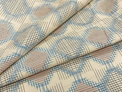 平和屋着物▽上質な紬　単衣　幾何学文　正絹　逸品　CAAW1346xi