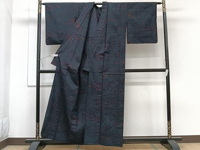 平和屋着物▽結城紬 単衣 吉祥文 正絹 逸品 CAAW1347xi