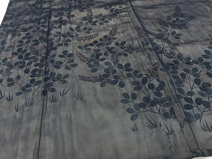 平和屋着物▽訪問着 単衣 無双 手描き 紗袷 紗×紗 草花文 金彩 正絹 逸品 CAAW1350xi
