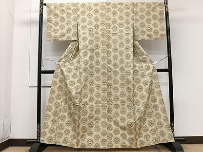 平和屋着物▽上質な紬　単衣　吉祥文　正絹　逸品　CAAW1353xi