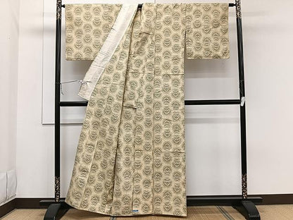平和屋着物▽上質な紬　単衣　吉祥文　正絹　逸品　CAAW1353xi