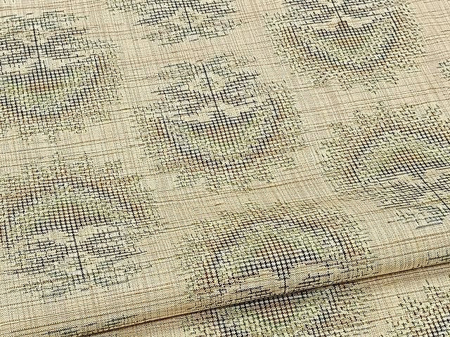 平和屋着物▽上質な紬　単衣　吉祥文　正絹　逸品　CAAW1353xi