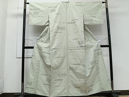 平和屋着物▽上質な紬　単衣　幾何学文　正絹　逸品　CAAW1354xi