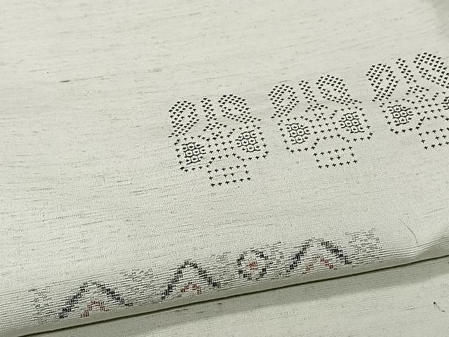 平和屋着物▽上質な紬　単衣　幾何学文　正絹　逸品　CAAW1354xi