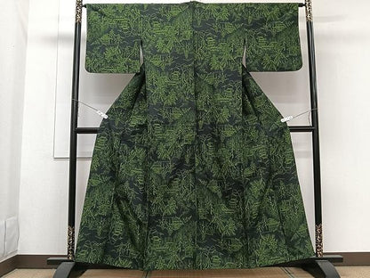 平和屋着物▽本場村山大島紬 単衣 風景文 正絹 逸品 CAAW1355xi