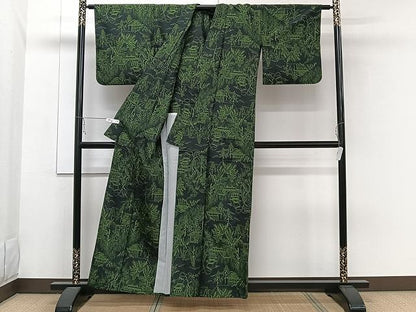 平和屋着物▽本場村山大島紬 単衣 風景文 正絹 逸品 CAAW1355xi