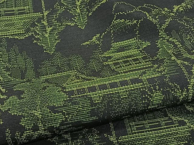 平和屋着物▽本場村山大島紬 単衣 風景文 正絹 逸品 CAAW1355xi