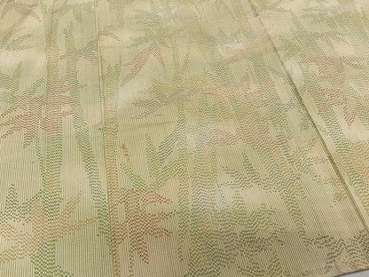 平和屋着物▽上質な紬 単衣 笹竹文 正絹 逸品 CAAW1356xi