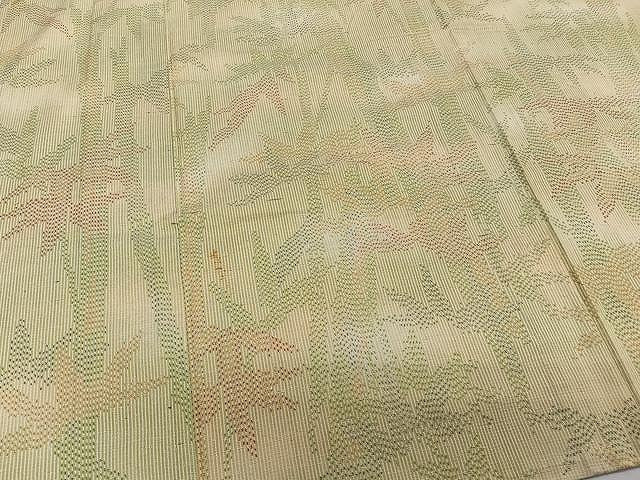 平和屋着物▽上質な紬 単衣 笹竹文 正絹 逸品 CAAW1356xi