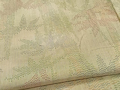 平和屋着物▽上質な紬 単衣 笹竹文 正絹 逸品 CAAW1356xi