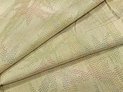 平和屋着物▽上質な紬 単衣 笹竹文 正絹 逸品 CAAW1356xi