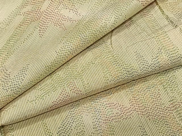 平和屋着物▽上質な紬 単衣 笹竹文 正絹 逸品 CAAW1356xi