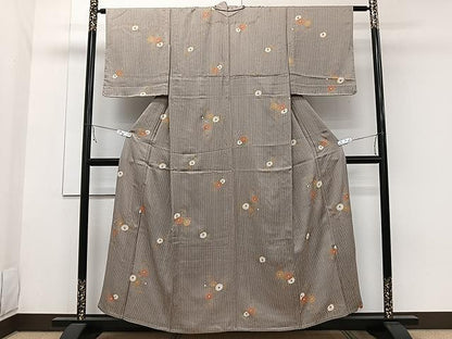 平和屋着物▽上質な小紋 単衣 花唐草文 金彩 正絹 逸品 CAAW1357xi